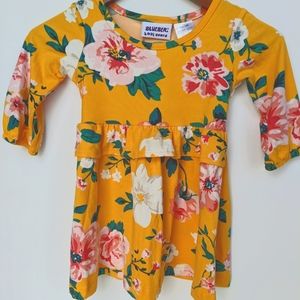 Blueberi boulevard girls' size 12mo yellow floral long sleeve dress